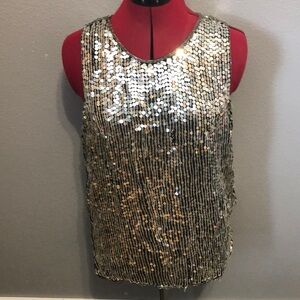 Vintage Jewel Queen Evening top Women's M formal sequins cocktail 100% silk